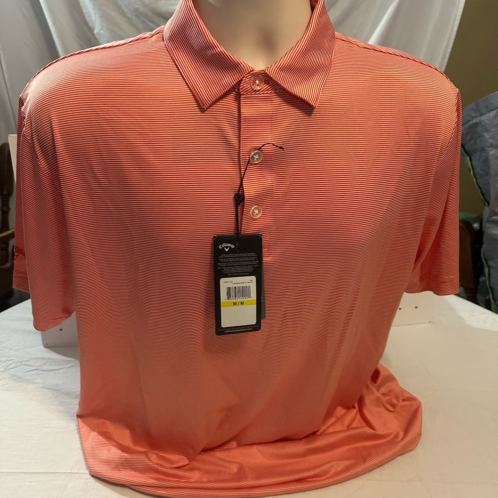 Callaway Cayenne / Apricot Blush  Stripe Performance Polo